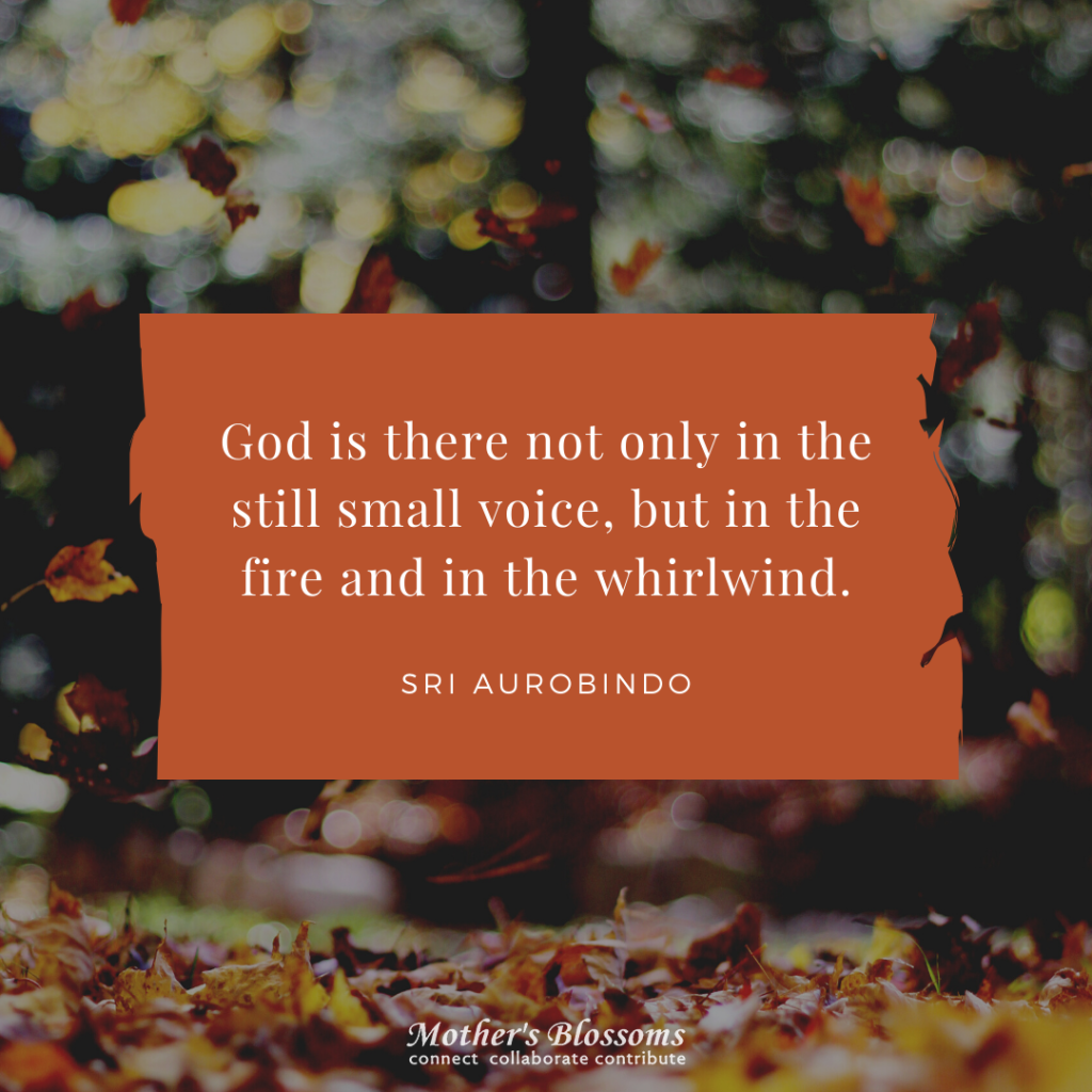God is there not only in the still small voice, but in the fire and in the whirlwind.